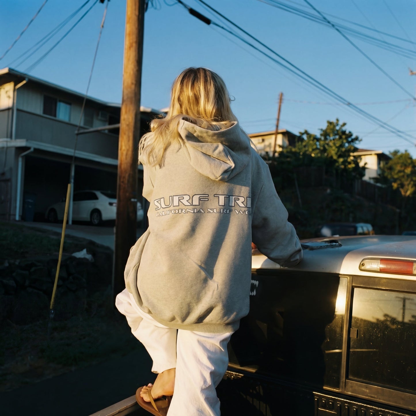 Sudadera con capucha a cuadros estilo vintage para viajes de surf